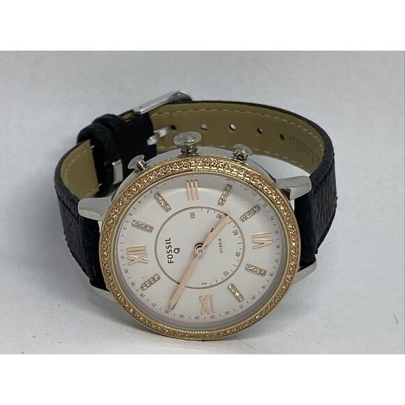 Fossil FTW5011 Women's Black Leather White Analog Dial Hybrid Smartwatch XX762 - Picture 7 of 12